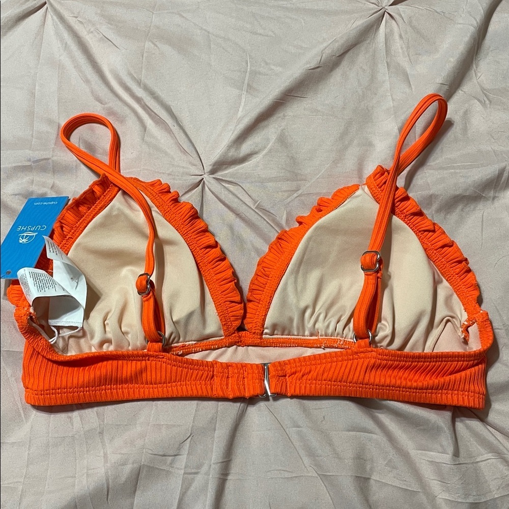 NWT Cupshe Alegria Ruffle Ribbed Triangle Bikini Swimsuit Top Size Small - Picture 4 of 11